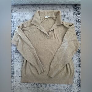 cute office Y2K cream sweater v-neck collar
